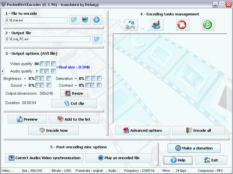PocketDivXEncoder screenshot